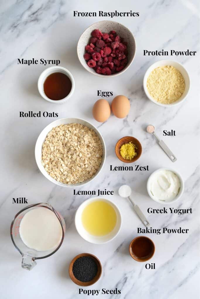 lemon raspberry protein baked oatmeal ingredients