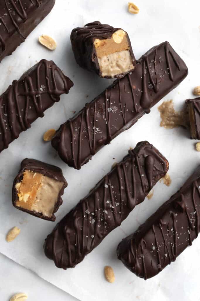 snickers ice cream bars with peanuts.